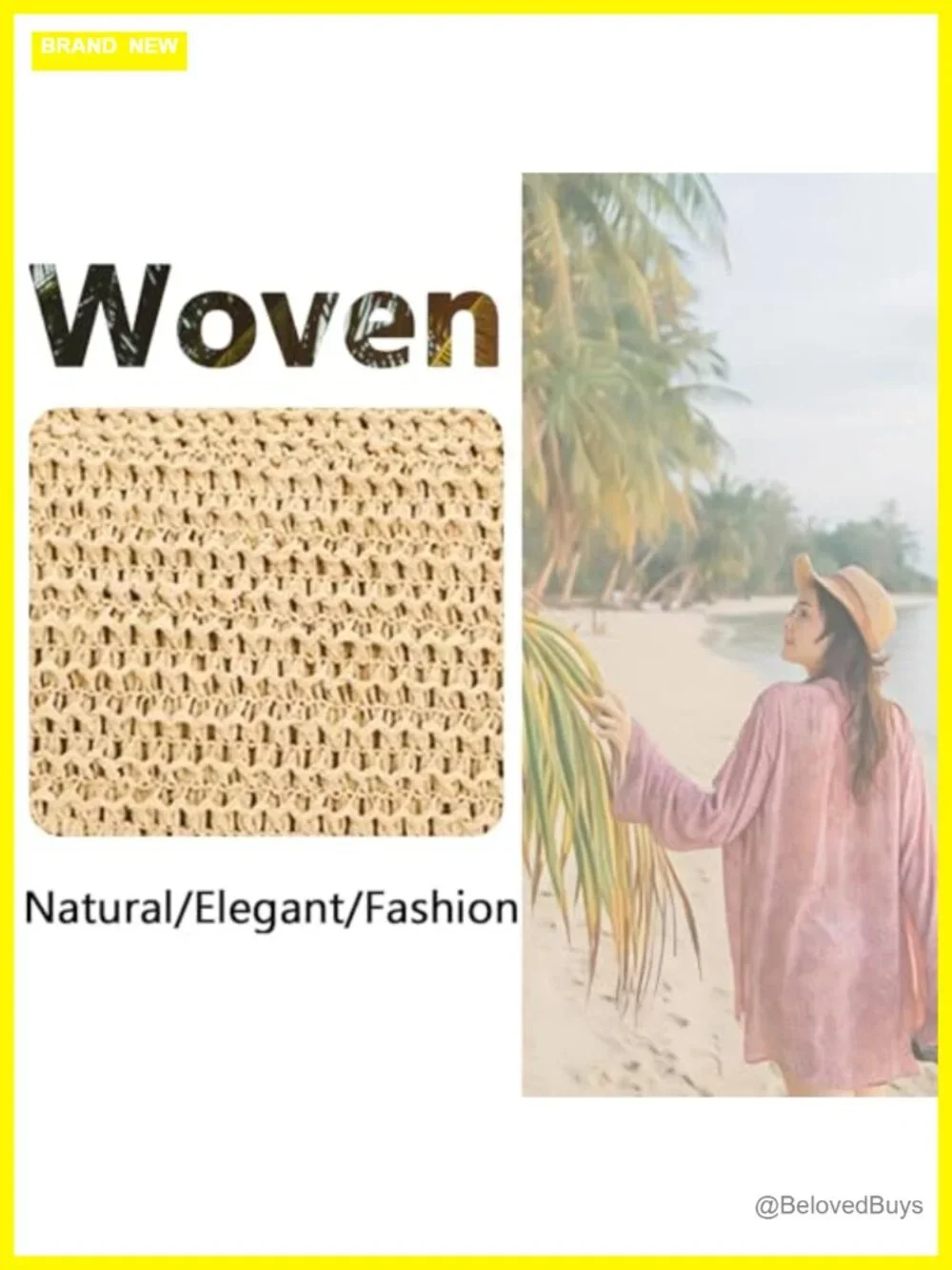 Straw Crossbody Bag Woven Crescent Hobo Purse with Adjustable Strap